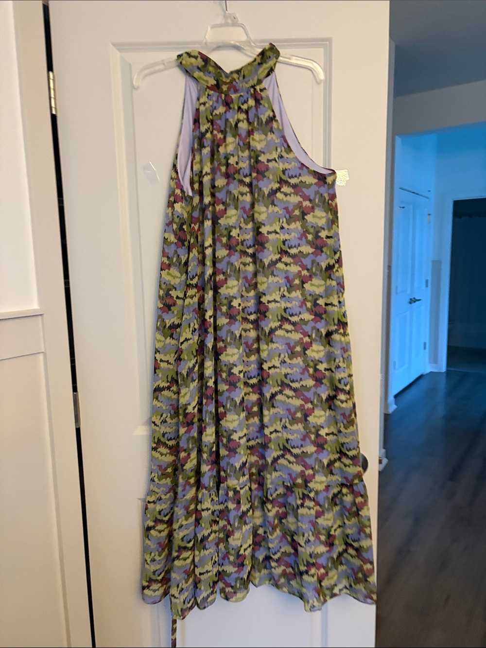 Donna Ricco Green Purple Floral Print Maxi Dress